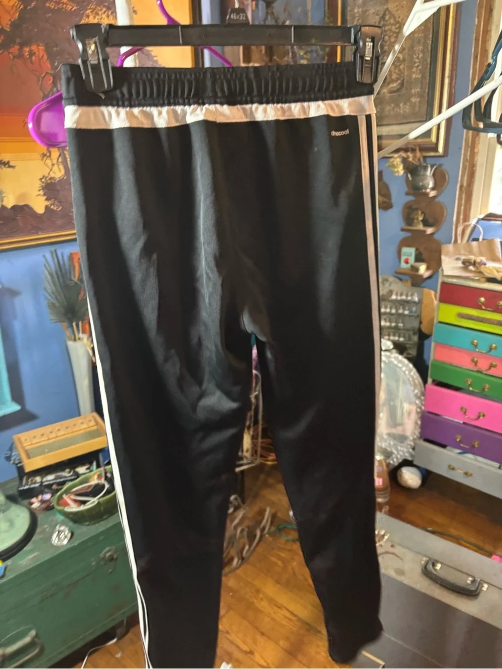 adidas Black Joggers with White Side Stripes